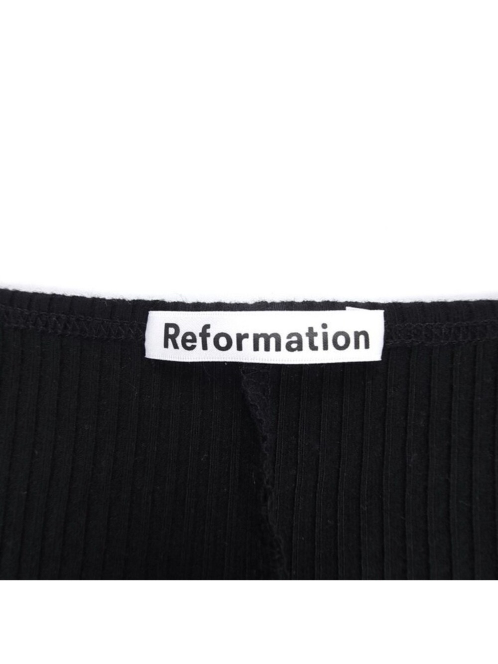 Reformation Black Ribbed Button-Front Bodysuit - Picture 6 of 6